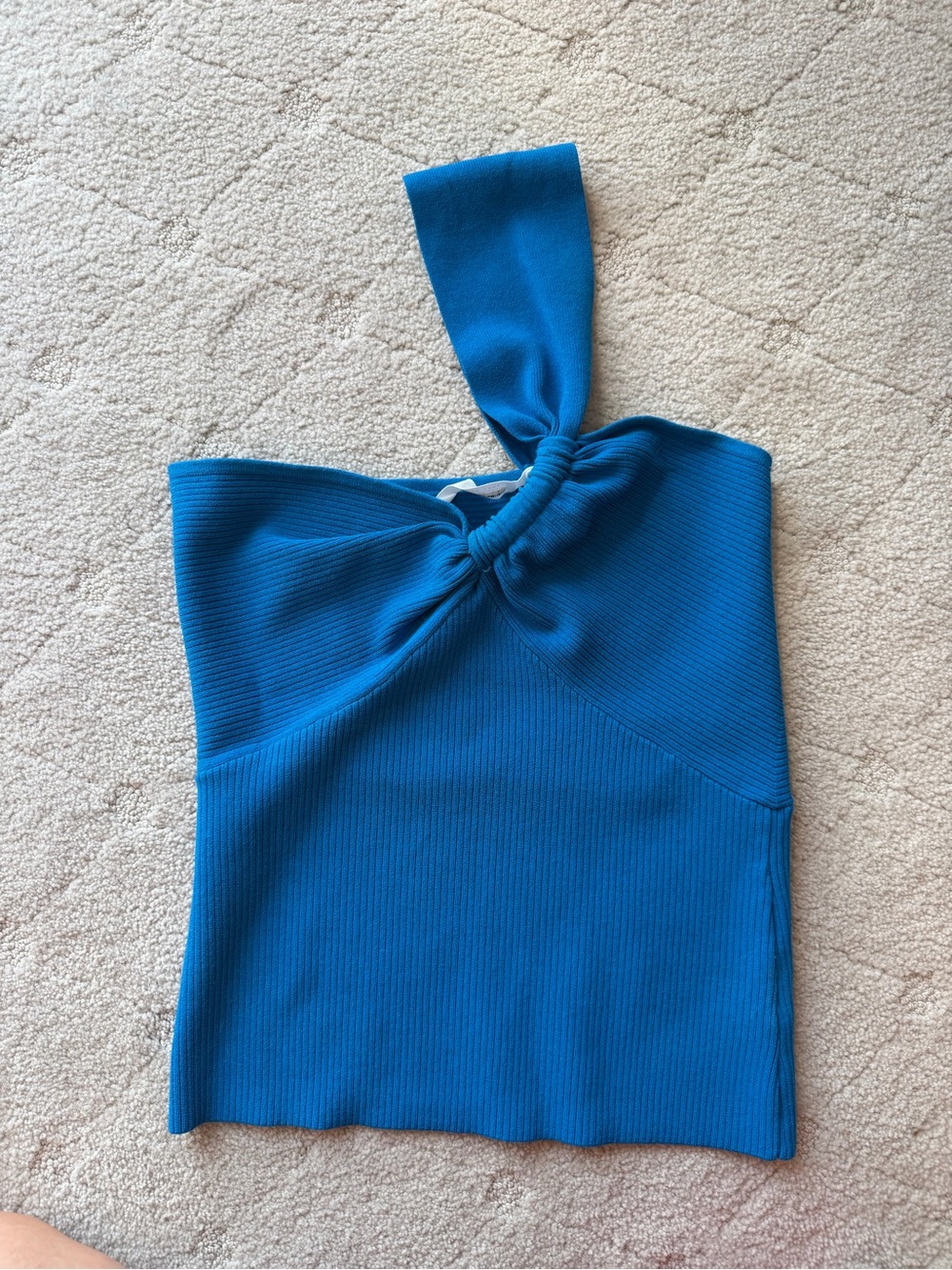 New ASTr the label Blue One-Shoulder Ribbed Tank Brie sweater top  sz L - Picture 6 of 9